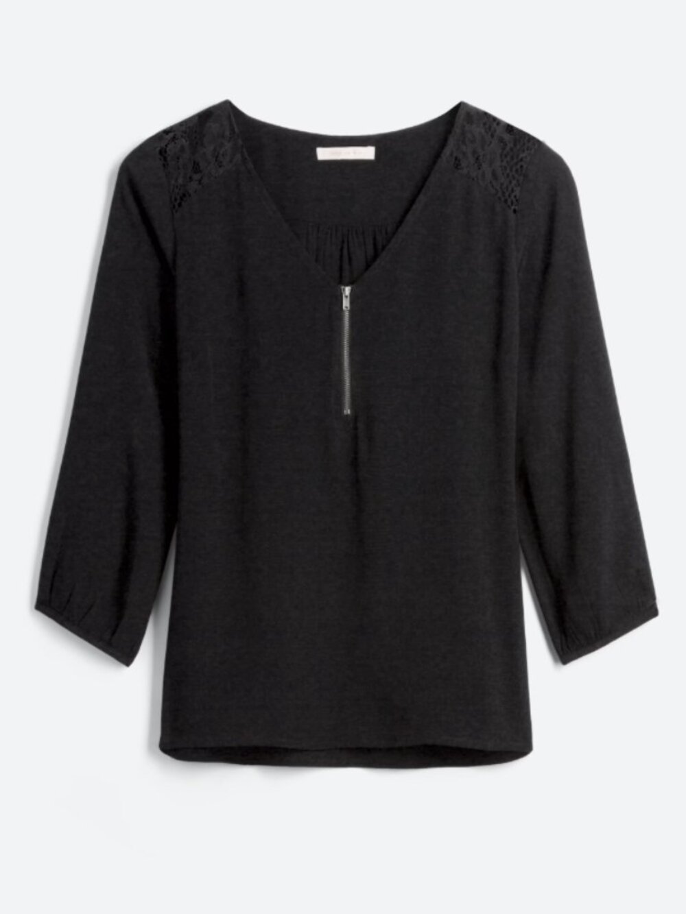Skies are Blue Sharpe Zipper Front Blouse Black Size Medium Shirt Top Stitch Fix